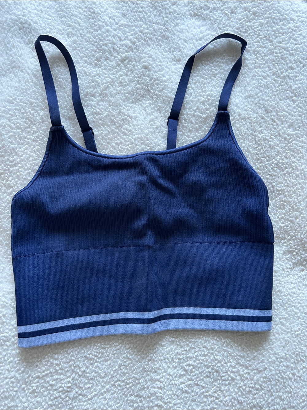 VS Pink Navy Ribbed Seamless Bralette with Contrast Stripe